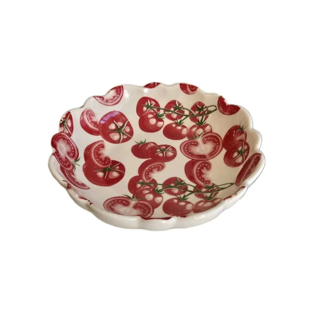 New Chef Sliced Red Tomato On Vine Ceramic Salad Serving Bowl Mothers Day Gift